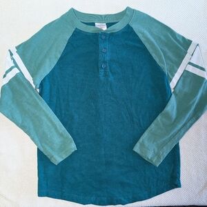 Hanna Andersson Boys Long Sleeved Henley Tee Teal 130 (8)
